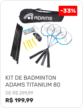 Kit-de-Badminton-Adams-Titanium-80---4-Raquetes,-3-Petecas,-1-Rede-e-1-Raqueteira