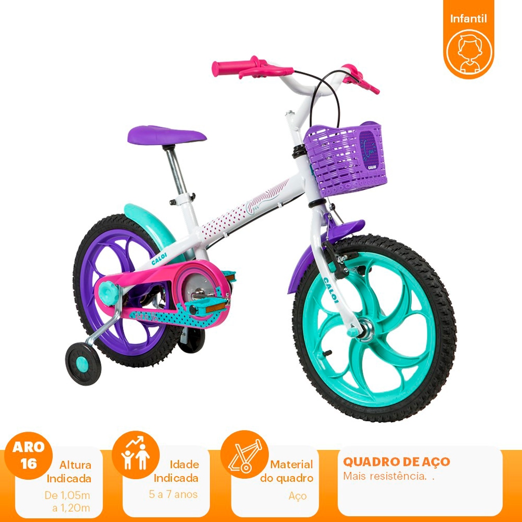 Imagem 2 do produto Bicicleta Caloi Ceci - Aro 16 - Freios Cantilever - Feminina - Infantil