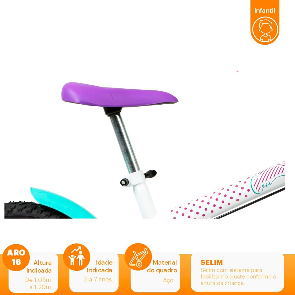 Imagem 3 do produto Bicicleta Caloi Ceci - Aro 16 - Freios Cantilever - Feminina - Infantil