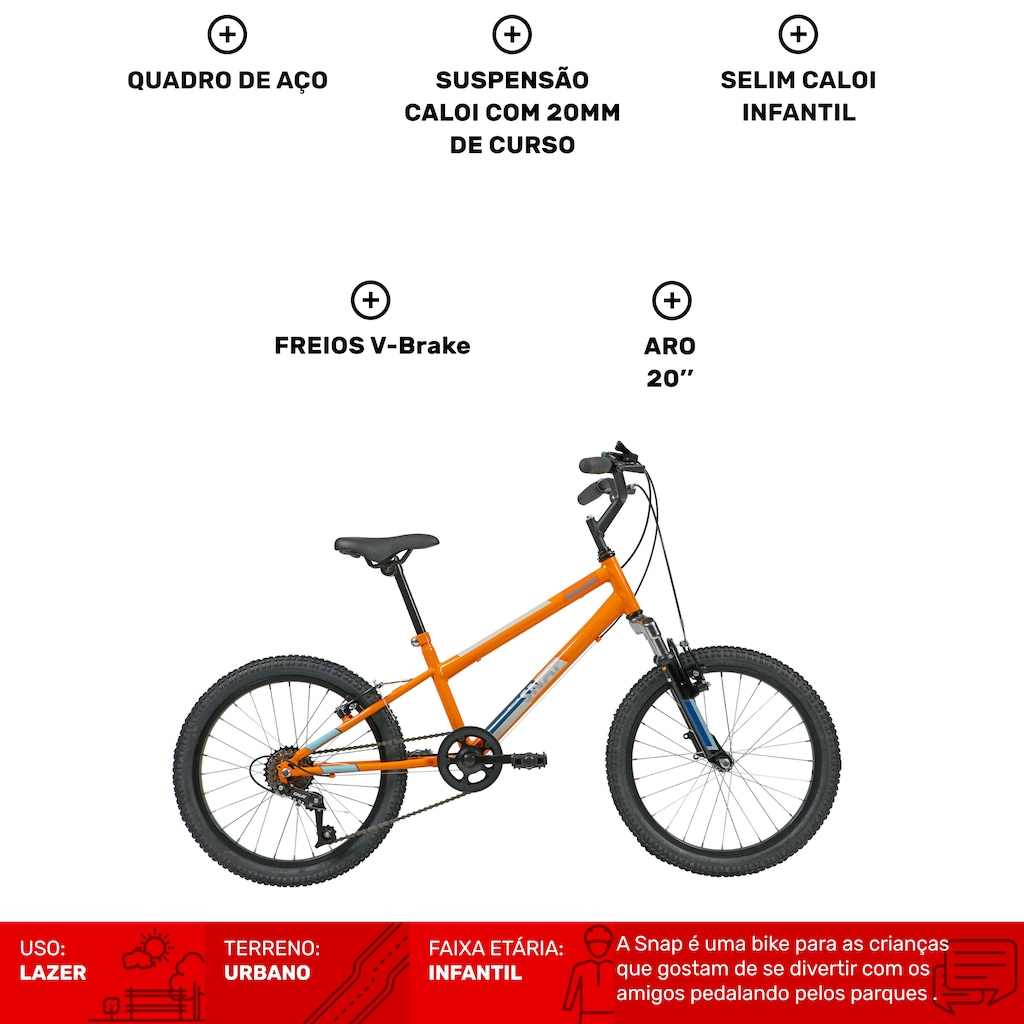 Imagem 3 do produto Bicicleta Caloi Snap - Aro 20 - Freios V-Brake - Infantil
