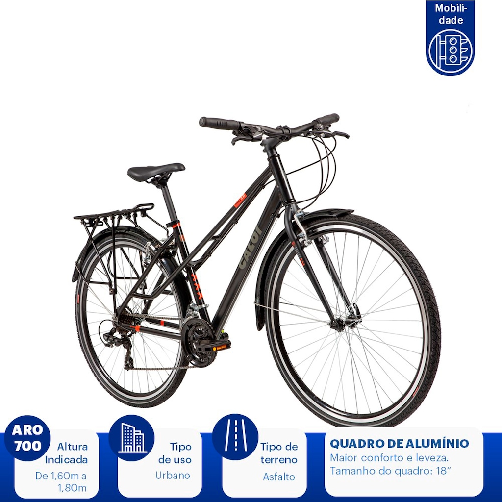 Imagem 2 do produto Bicicleta Caloi Urbam 700 - Aro 700 - Freio V-Brake - Câmbio Traseiro Shimano - 21 Marchas