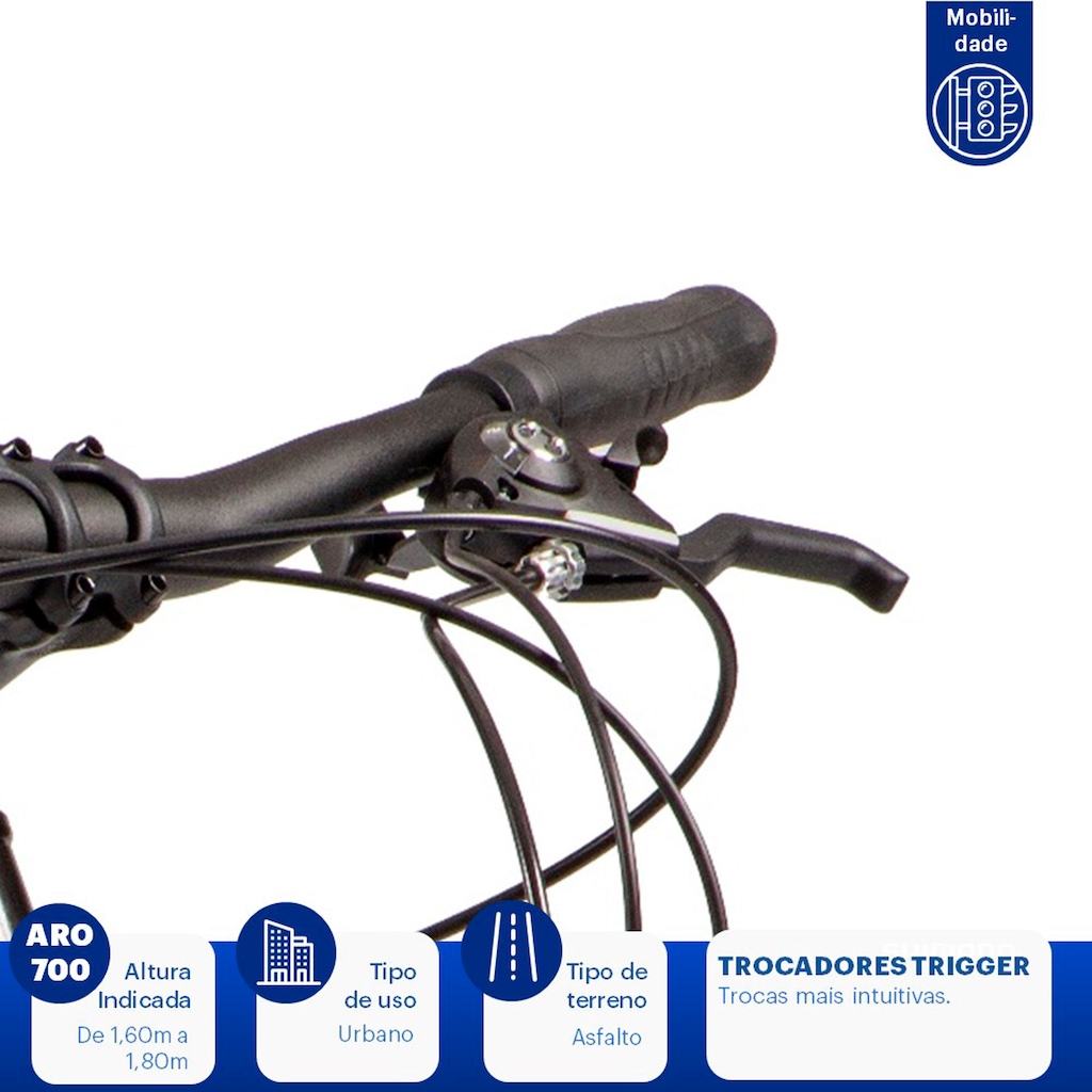 Imagem 4 do produto Bicicleta Caloi Urbam 700 - Aro 700 - Freio V-Brake - Câmbio Traseiro Shimano - 21 Marchas