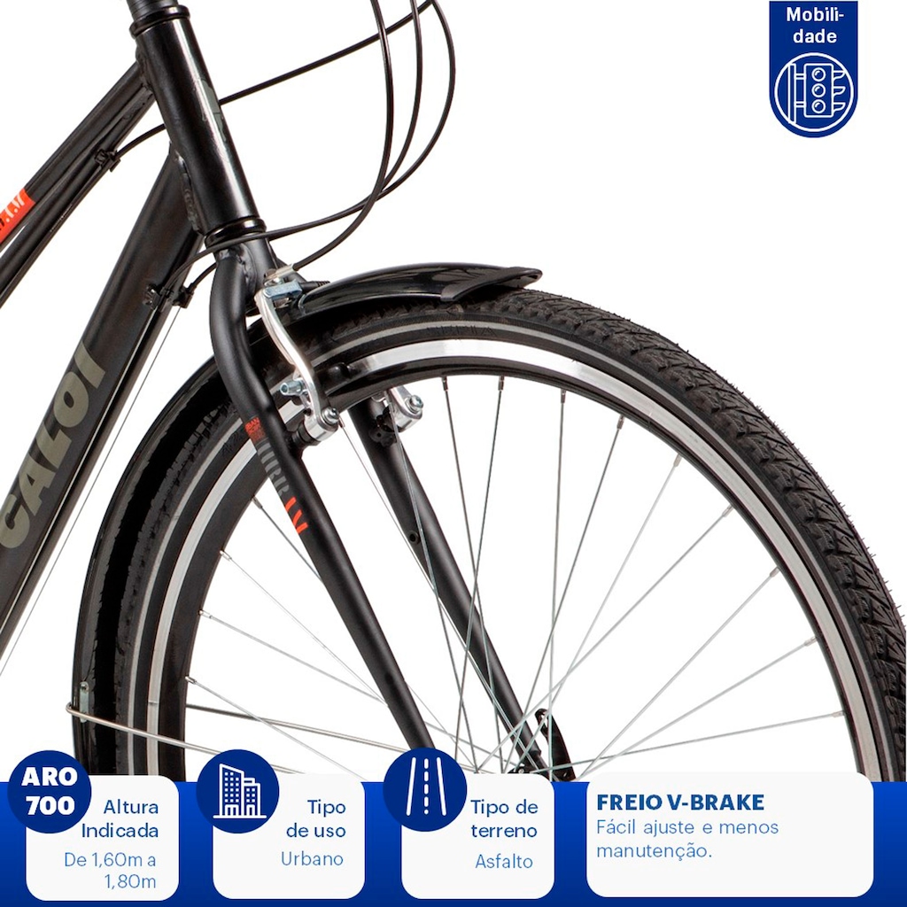 Imagem 5 do produto Bicicleta Caloi Urbam 700 - Aro 700 - Freio V-Brake - Câmbio Traseiro Shimano - 21 Marchas