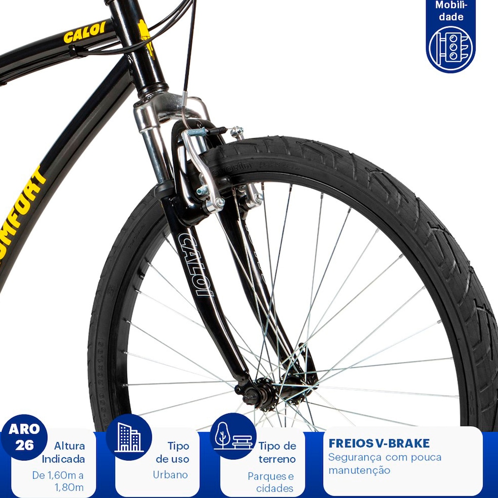 Imagem 4 do produto Bicicleta Caloi 400 Comfort M - Aro 26 - Freios V-Brake - Câmbio Traseiro Shimano - 21 Marchas