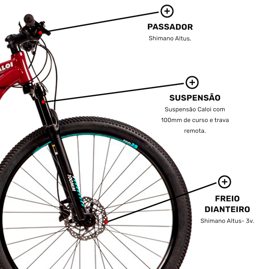 Imagem 5 do produto Mountain Bike Caloi Atacama Feminina - Aro 29 - Freio Disco Hidráulico - Câmbios Shimano Altus - 27V