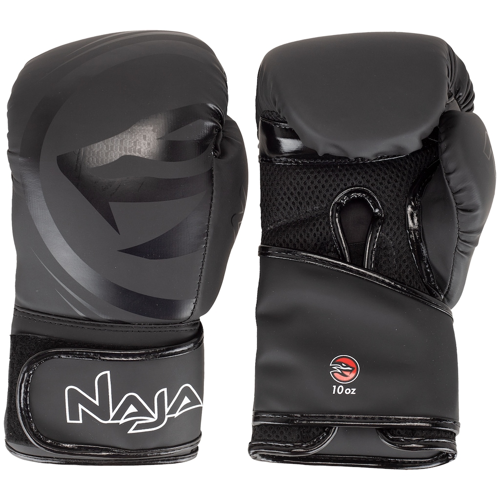 Imagem 2 do produto Kit de Boxe Naja: Bandagem + Protetor Bucal + Luvas de Boxe Black - 10 OZ - Adulto