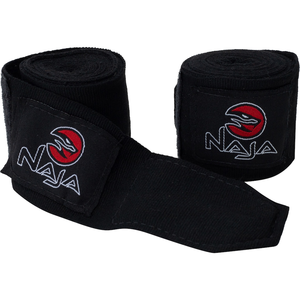 Imagem 2 do produto Kit de Boxe Naja: Bandagem + Protetor Bucal + Luvas de Boxe Black - 14 OZ - Adulto