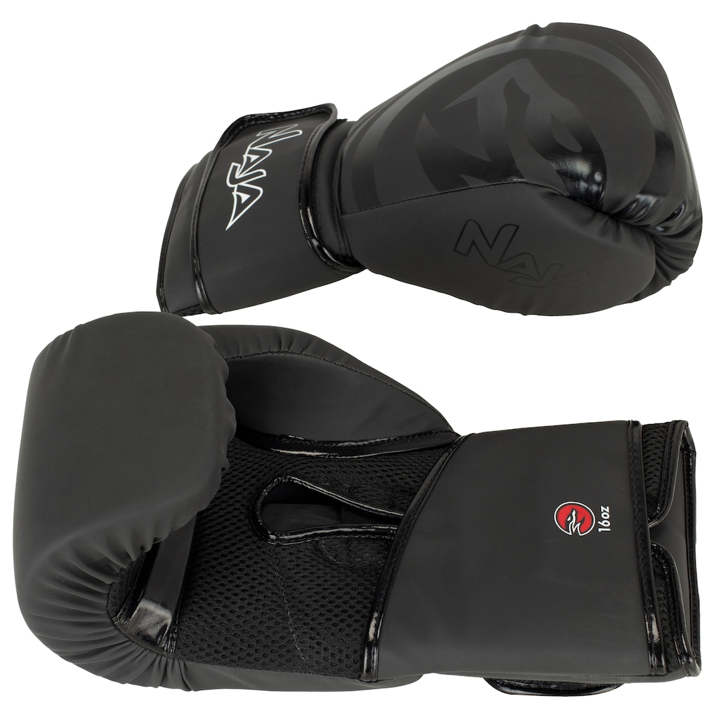Imagem 4 do produto Kit de Boxe Naja: Bandagem + Protetor Bucal + Luvas de Boxe Black - 16 OZ - Adulto