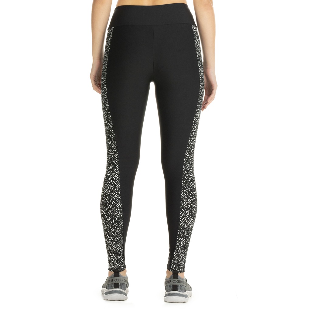 Imagem 2 do produto Calça Legging Feminina Oxer Recorte Estampa Poá com Baixa Compressão Cós Médio