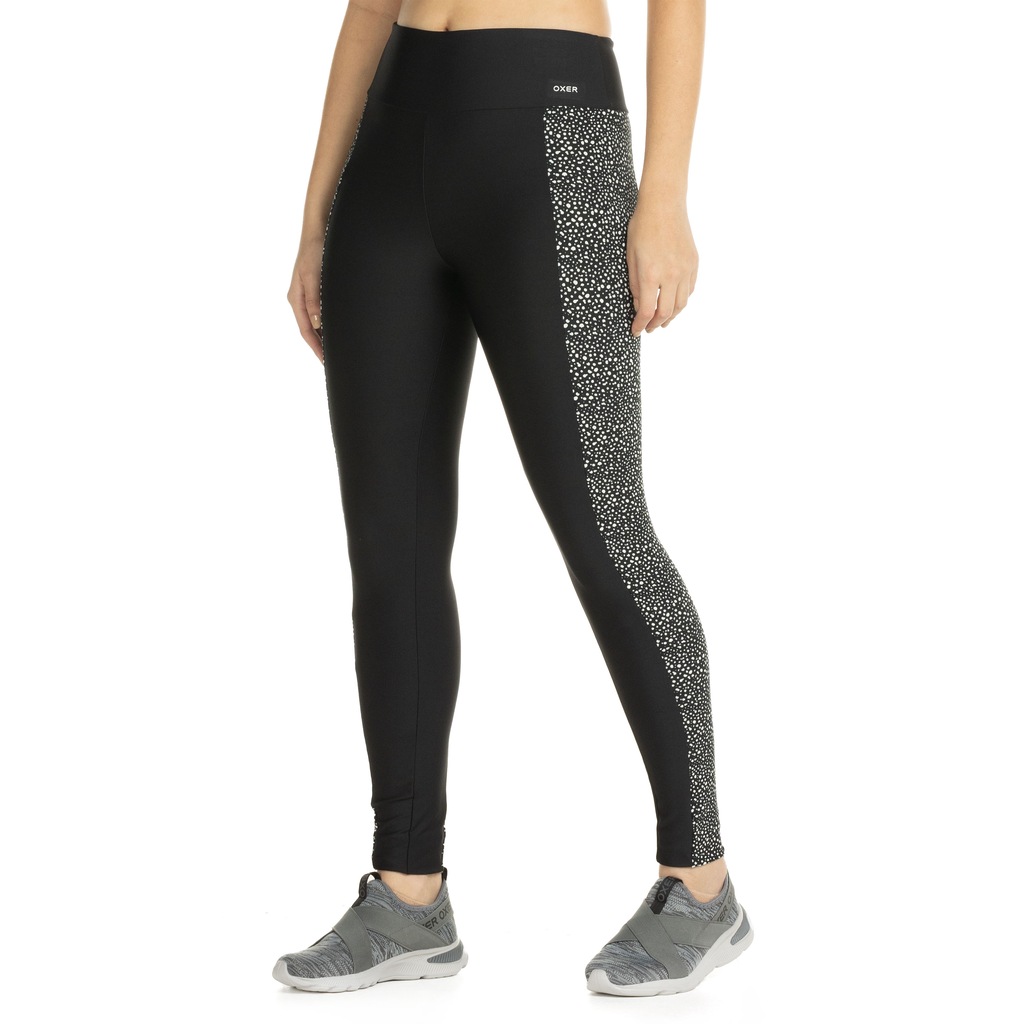 Imagem 3 do produto Calça Legging Feminina Oxer Recorte Estampa Poá com Baixa Compressão Cós Médio