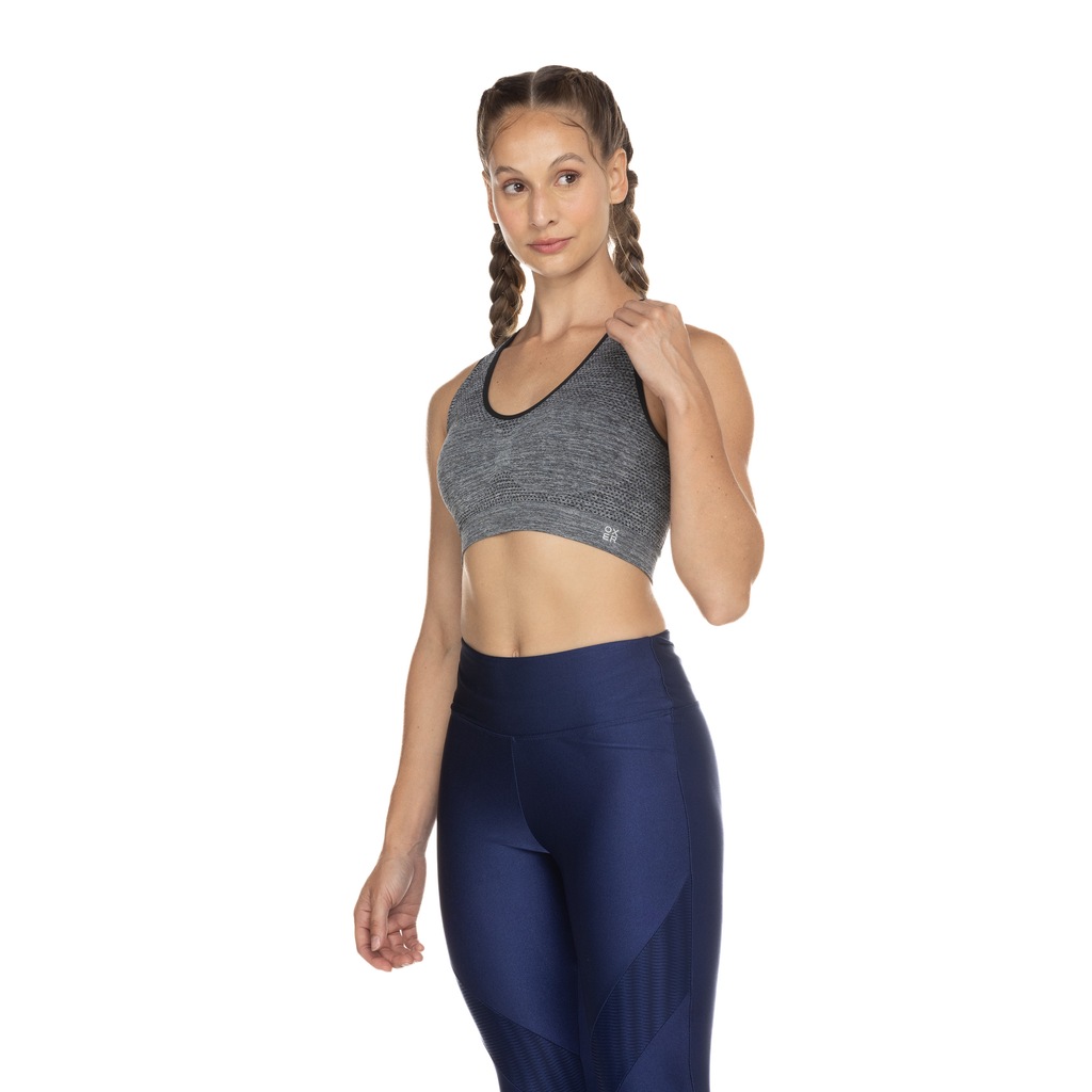 Imagem 2 do produto Top Fitness com Bojo Oxer Baixa Sustentação sem Costura Alça Cruzada - Adulto