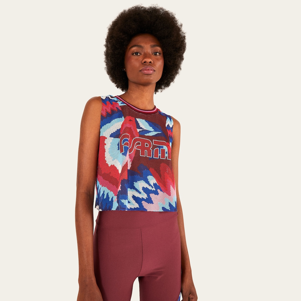 Imagem 1 do produto Camiseta Regata Feminina Farm Tela Chevron Tucanos