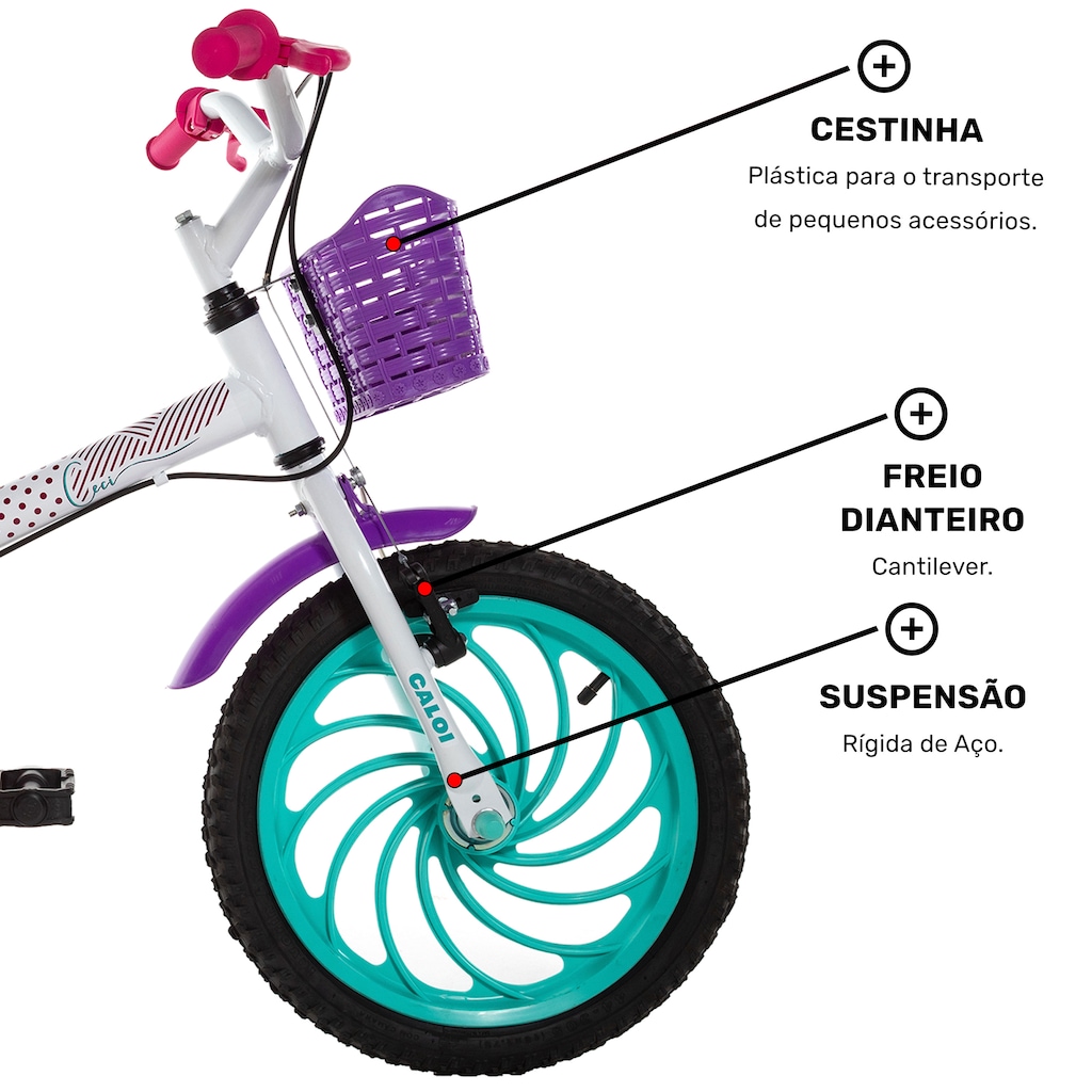 Imagem 5 do produto Bicicleta Infantil Aro 16 Caloi Ceci - Freios Cantilever e Tambor