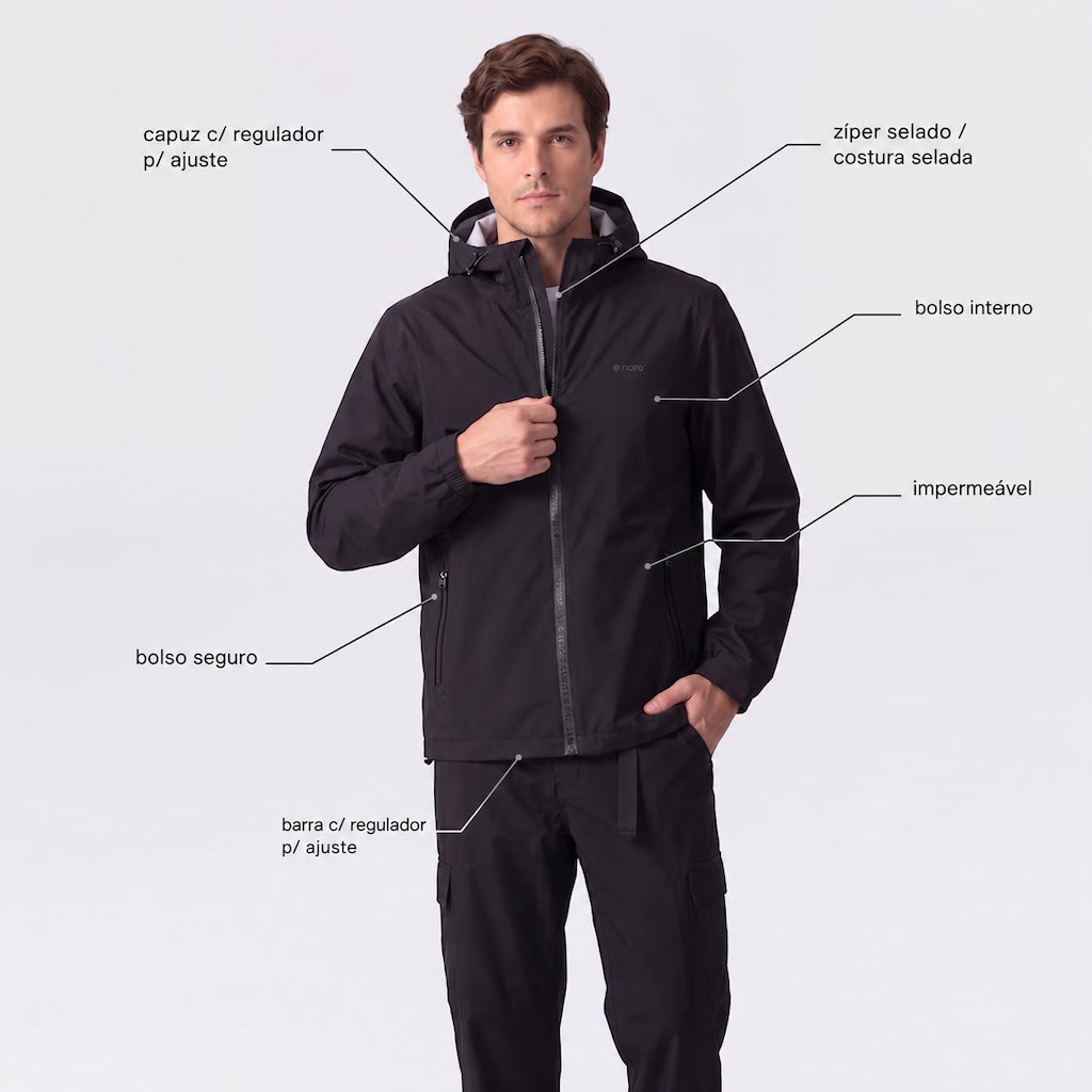 Imagem 2 do produto Jaqueta Masculina Nord com Capuz Impermeável Selada