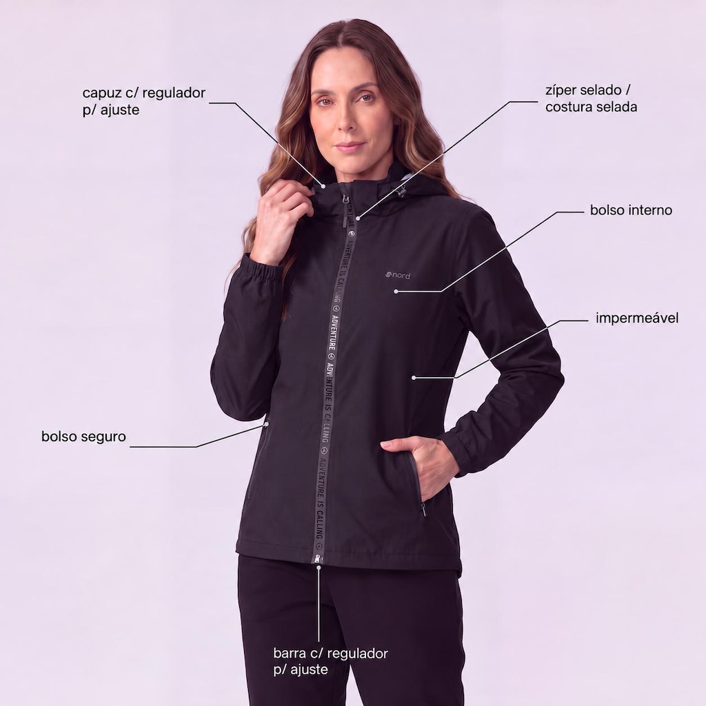 Imagem 2 do produto Jaqueta Feminina Nord com Capuz Impermeável Selada