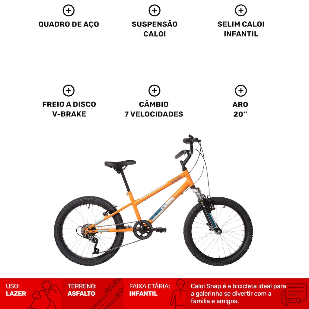 Imagem 2 do produto Bicicleta Infantil Aro 20 Caloi Snap - Freio V-Brake