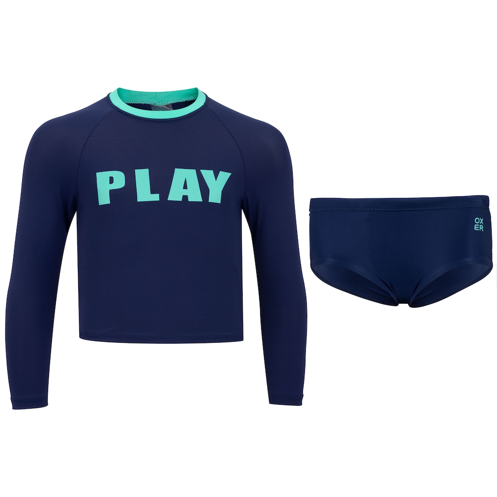 Imagem 1 do produto Conjunto de Natação Infantil com Camiseta Manga Longa Oxer Proteção UV 50 Play