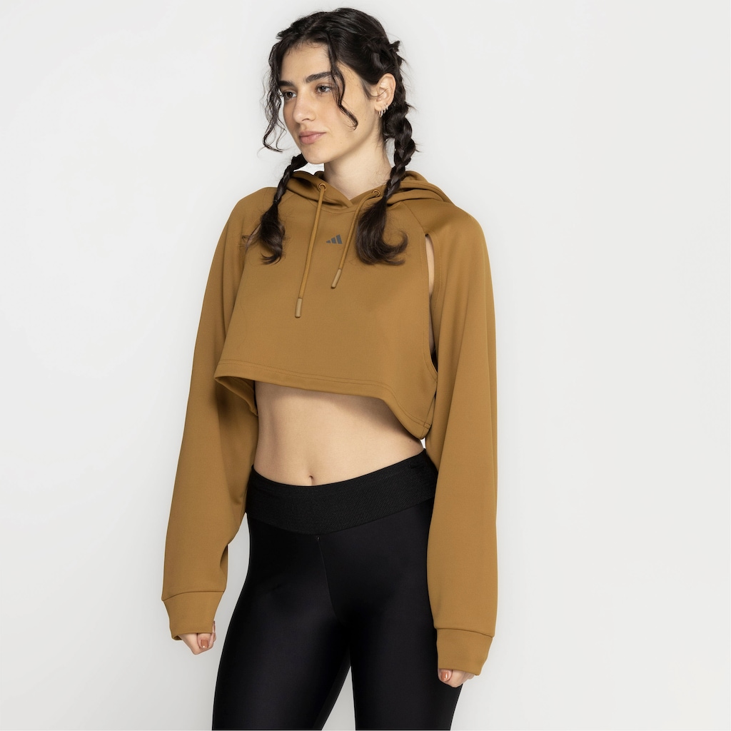 Imagem 3 do produto Blusa de Moletom Cropped Feminina adidas com Capuz Hiit