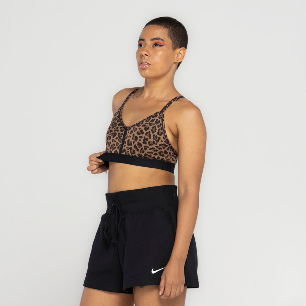Imagem 3 do produto Top Fitnes Nike com Bojo Removível Baixa Sustentação Dri-Fi Indy V Neck Leopardo Bra