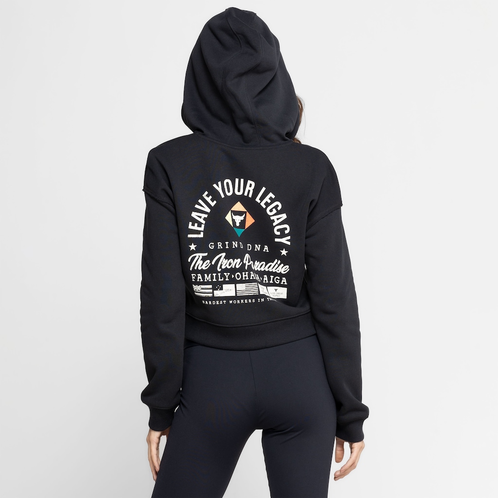 Imagem 2 do produto Jaqueta de Moletom Cropped Feminina Under Armour com Capuz Project Rock HW Terry
