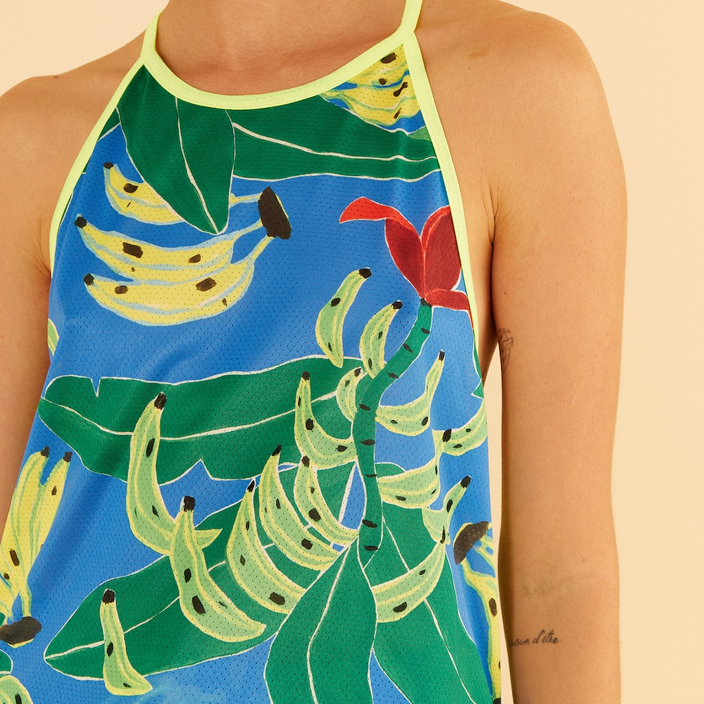 Imagem 4 do produto Camiseta Regata Feminina Farm Beach Tennis Folhas de Banana