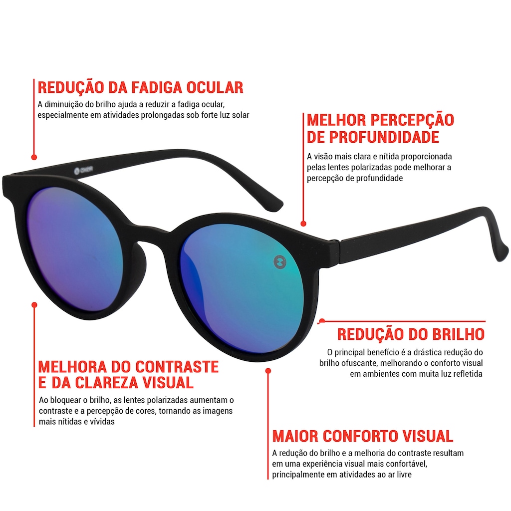 Imagem 2 do produto Óculos de Sol Oxer Redondo Casual Polarizado Adulto