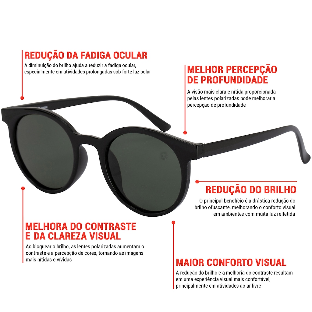 Imagem 4 do produto Óculos de Sol Oxer Redondo Casual Polarizado Adulto