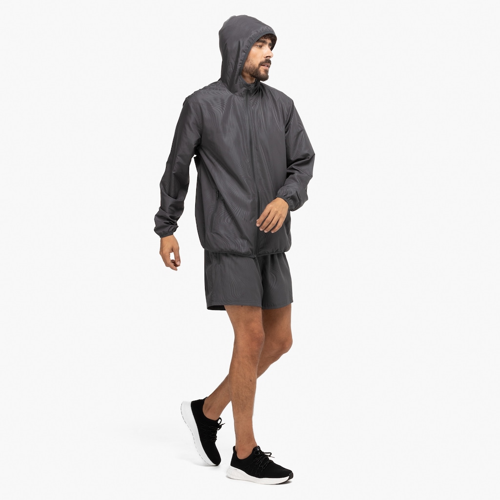 Imagem 3 do produto Jaqueta Corta-Vento Masculina Oxer com Capuz Tecido Plano Heat Embossed