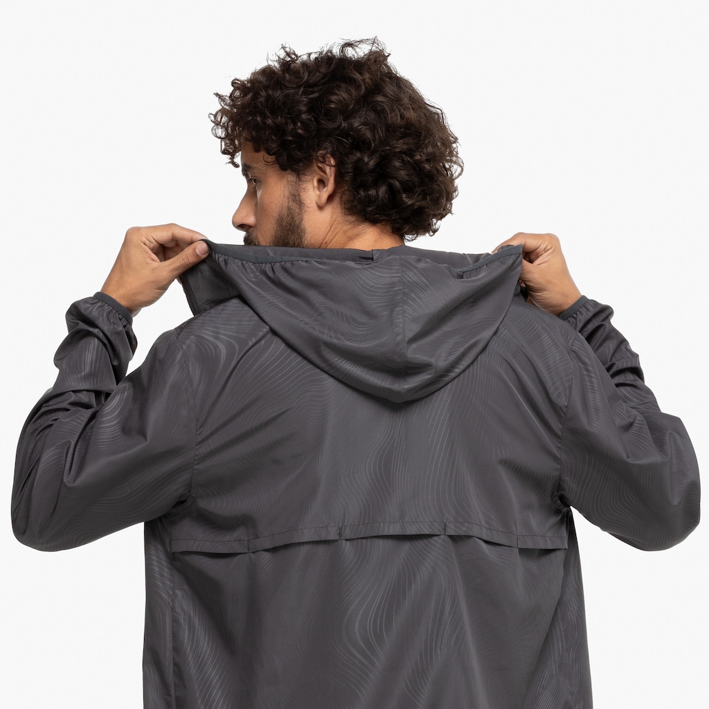 Imagem 4 do produto Jaqueta Corta-Vento Masculina Oxer com Capuz Tecido Plano Heat Embossed