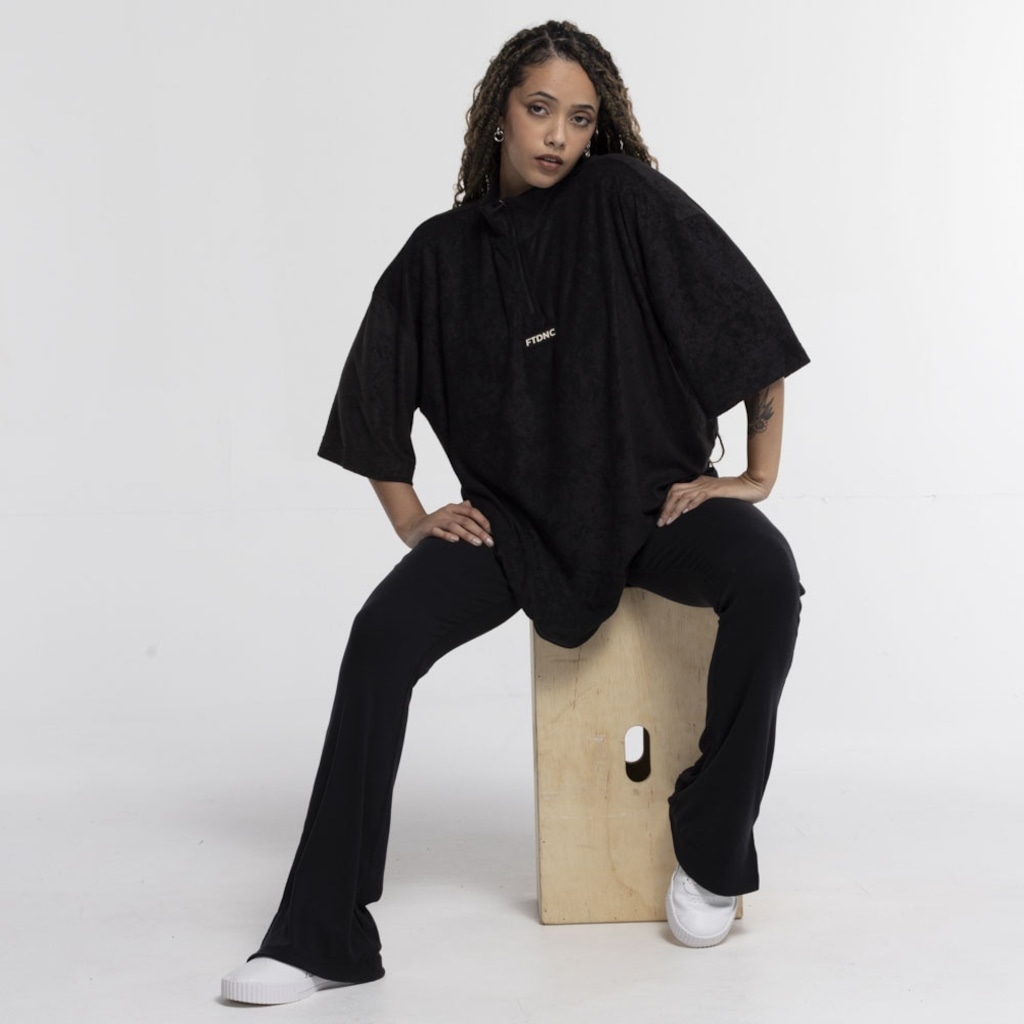 Imagem 1 do produto Camiseta FTDNC Manga Curta Oversized Gola Alta Zipper