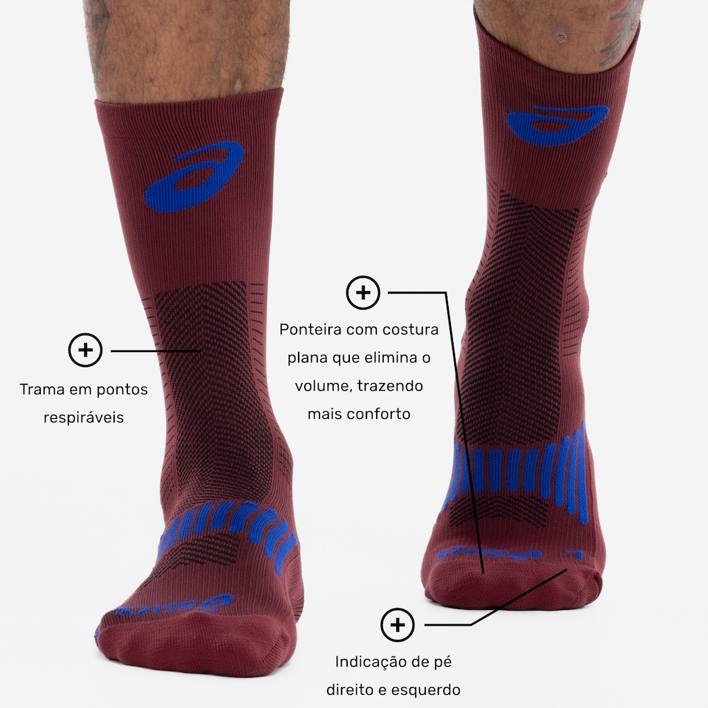 Imagem 2 do produto Meia Para Corrida Rally Crew 5k Cano Alto Tamanho 39-44 ASICS Adulto