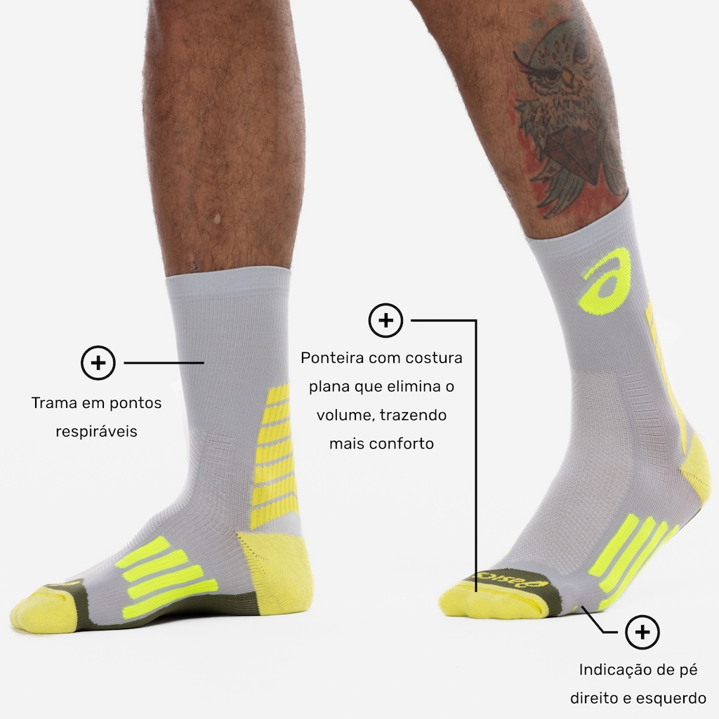 Imagem 2 do produto Meia Para Corrida Rally Crew 5k Cano Alto Tamanho 39-44 ASICS Adulto