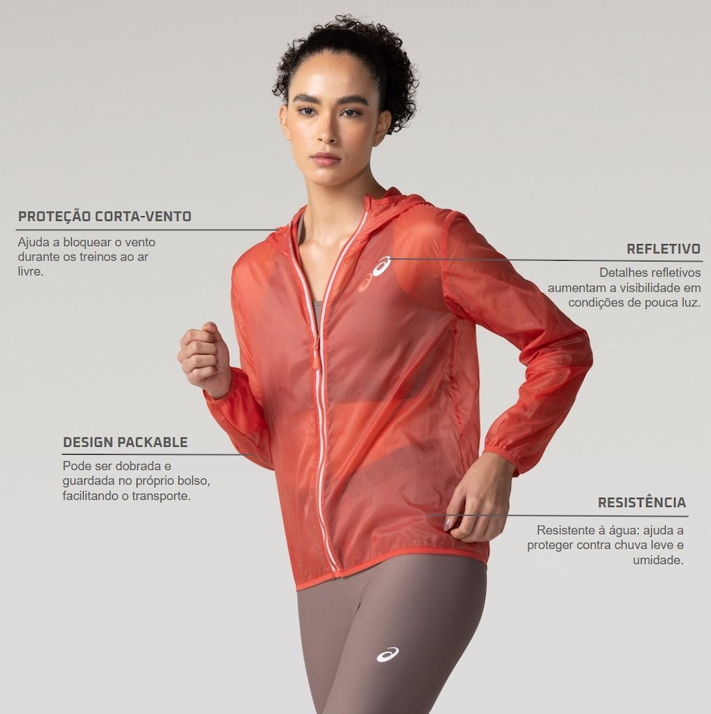 Imagem 2 do produto Jaqueta Corta-Vento Feminina ASICS Repelente à Água com Capuz Toyama
