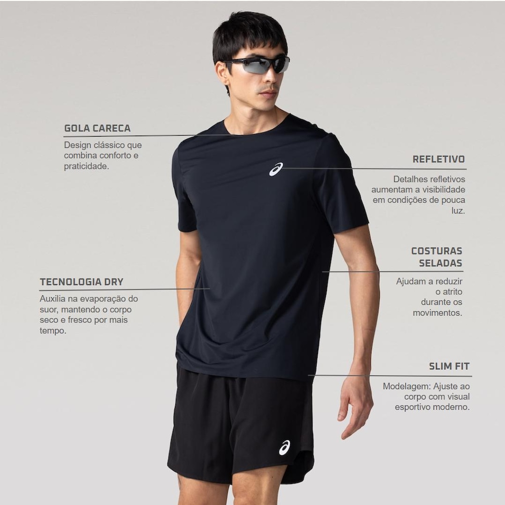Imagem 2 do produto Camiseta Masculina ASICS Manga Curta Selada Respirável
