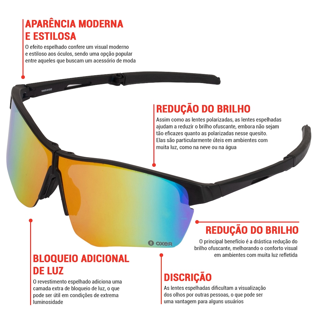 Imagem 4 do produto Óculos de Sol Oxer Dobrável Esportivo Adulto