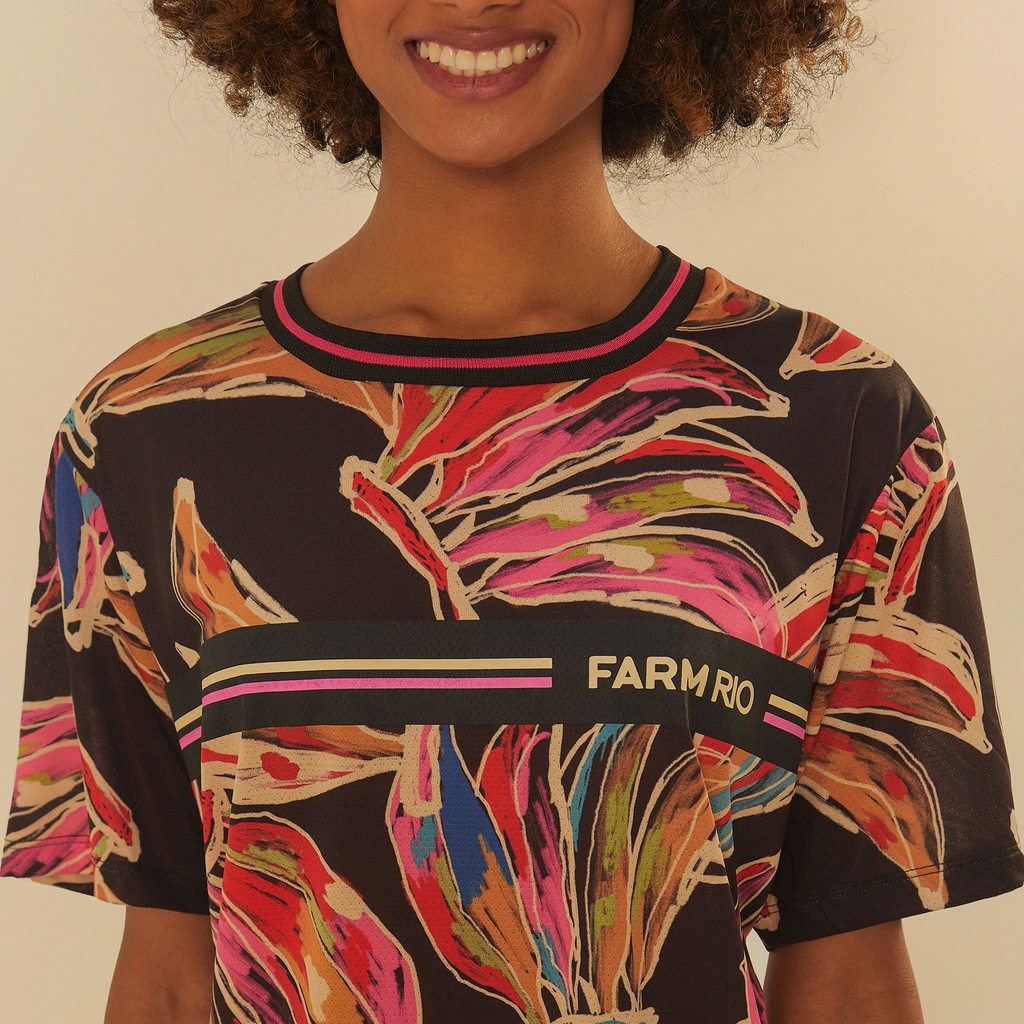 Imagem 4 do produto Camiseta Feminina Farm Rio Manga Curta Banana Artsy Dry Fit