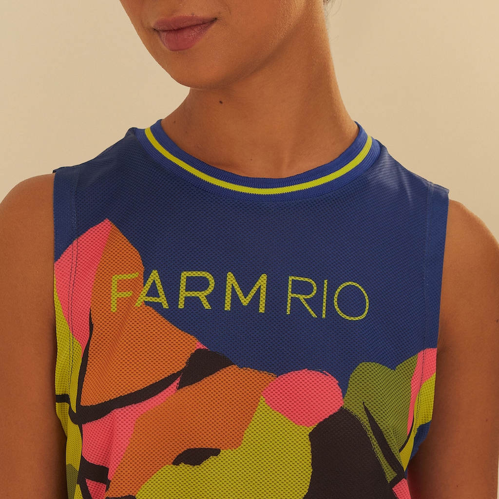 Imagem 4 do produto Blusa Cropped Regata Feminina Farm Tela Floresta de Leopardo