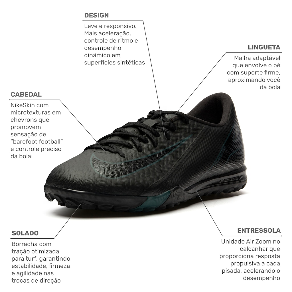 Imagem 2 do produto Chuteira Society Adulto Nike Zoom Mercurial Vapor 16 Academy
