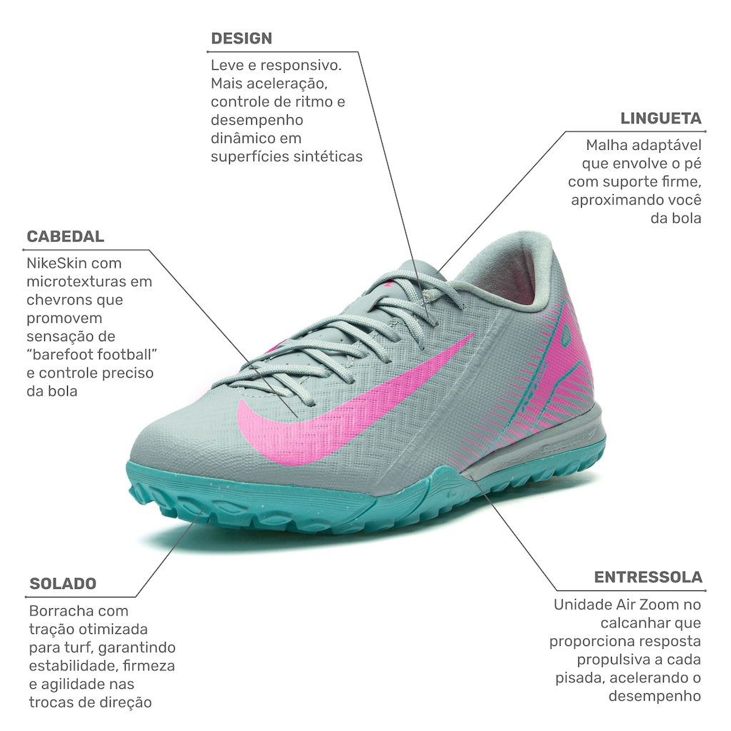 Imagem 2 do produto Chuteira Society Adulto Nike Zoom Mercurial Vapor 16 Academy