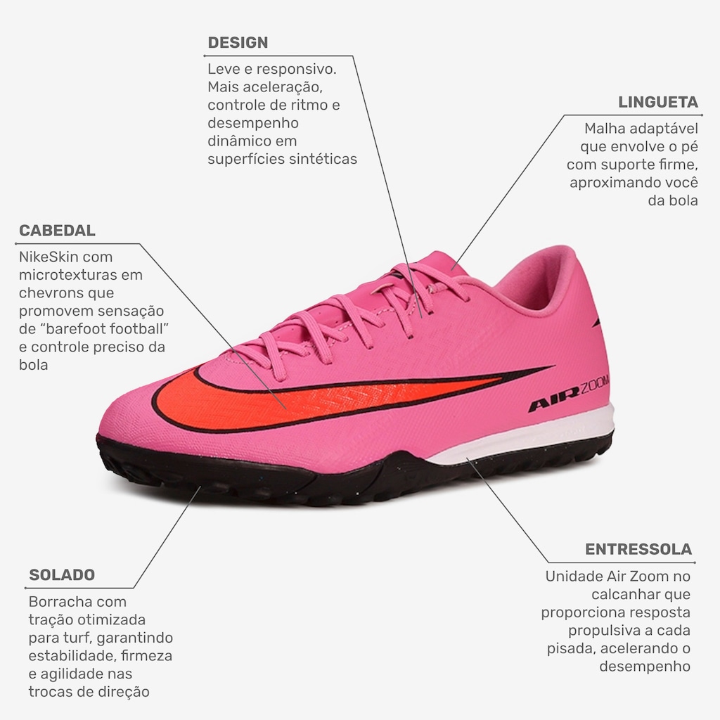 Imagem 2 do produto Chuteira Society Adulto Nike Zoom Mercurial Vapor 16 Academy