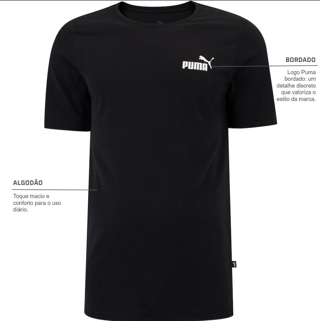 Imagem 2 do produto Camiseta Básica Masculina Puma Logo Pequena