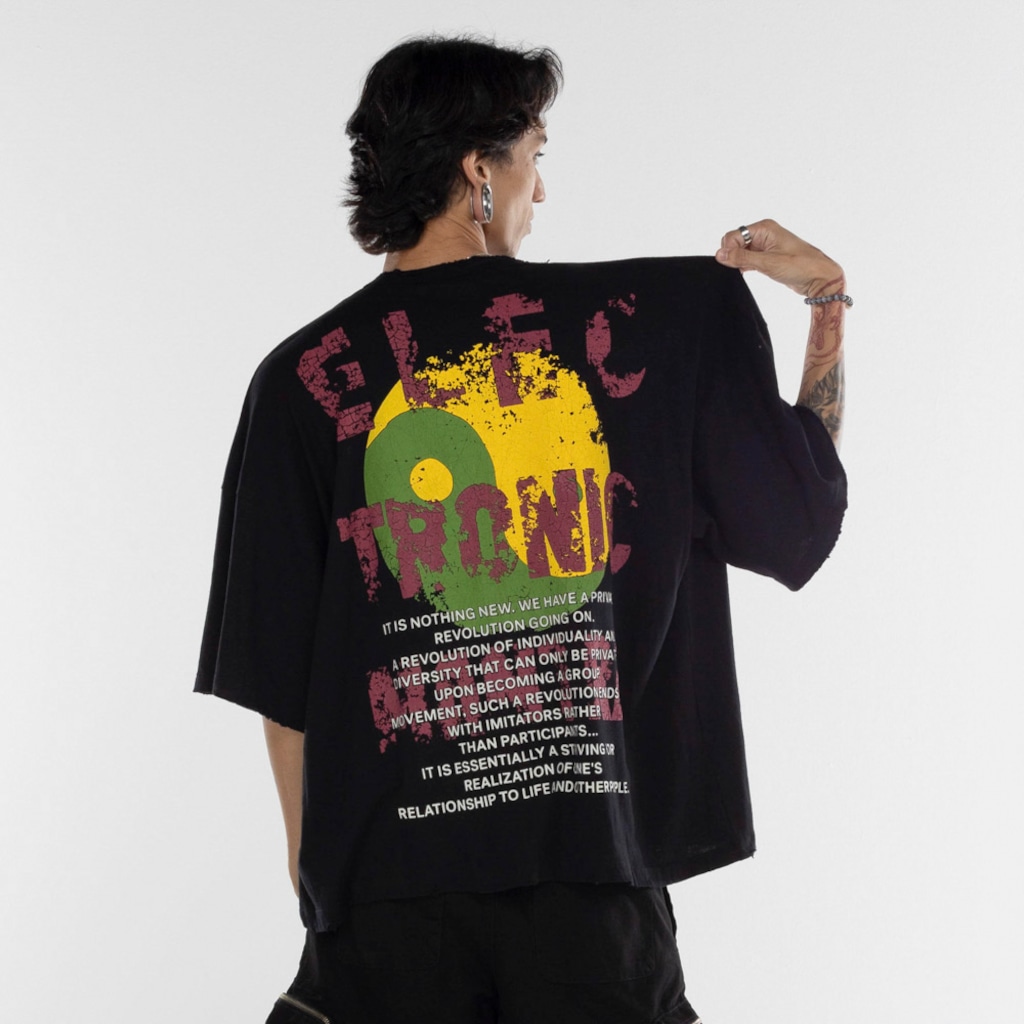 Imagem 4 do produto Camiseta Piet Manga Curta Electronic Mantra Supersize