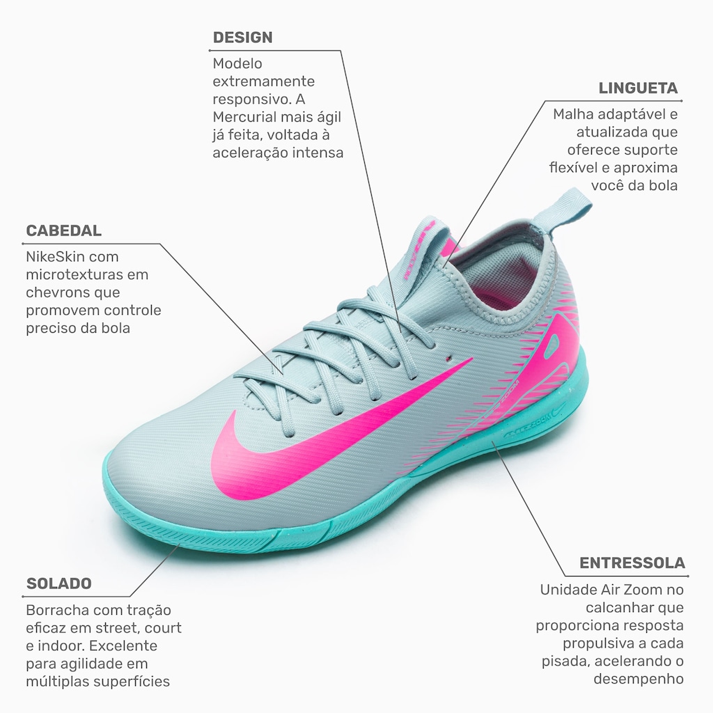 Imagem 2 do produto Chuteira Futsal Infantil Nike Zoom Mercurial Vapor 16 Academy