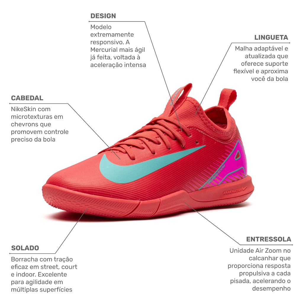 Imagem 2 do produto Chuteira Futsal Infantil Nike Zoom Mercurial Vapor 16 Academy