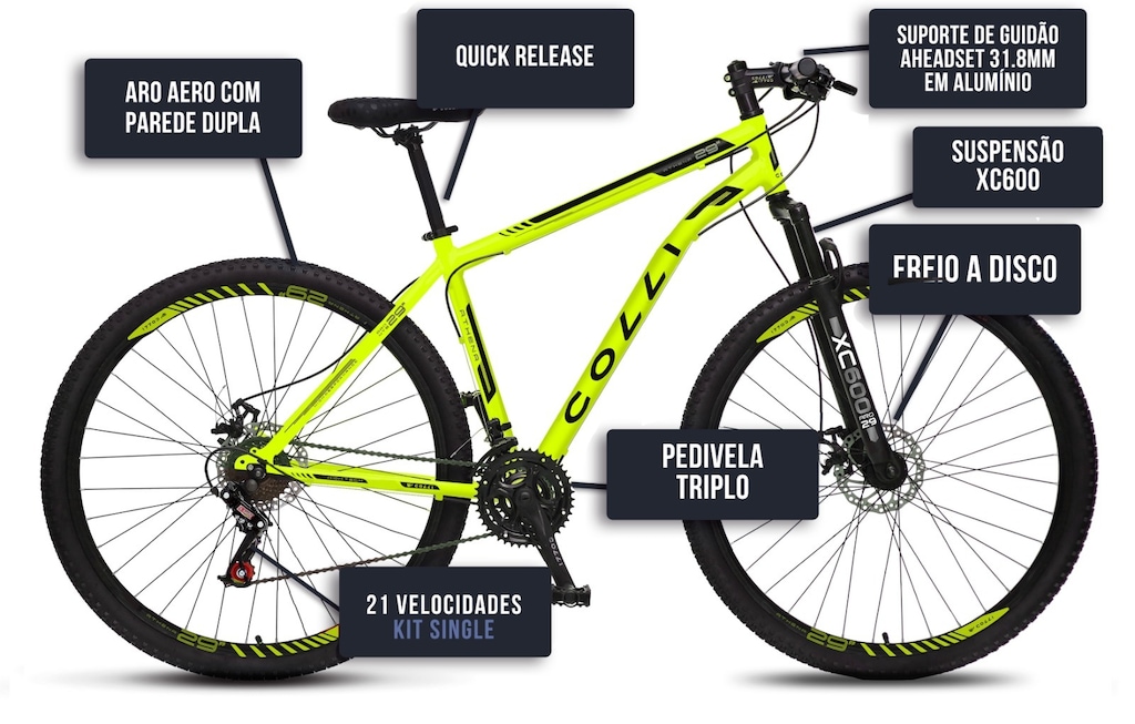 Imagem 5 do produto Bicicleta Colli Athena Aro 29 Freio à Disco Mecânico 21 Velocidades