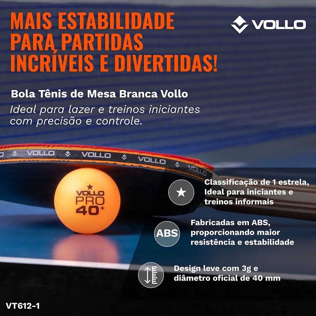 Imagem 3 do produto Bolas de Tênis de Mesa Vollo 1 Estrela com 6 Unidades