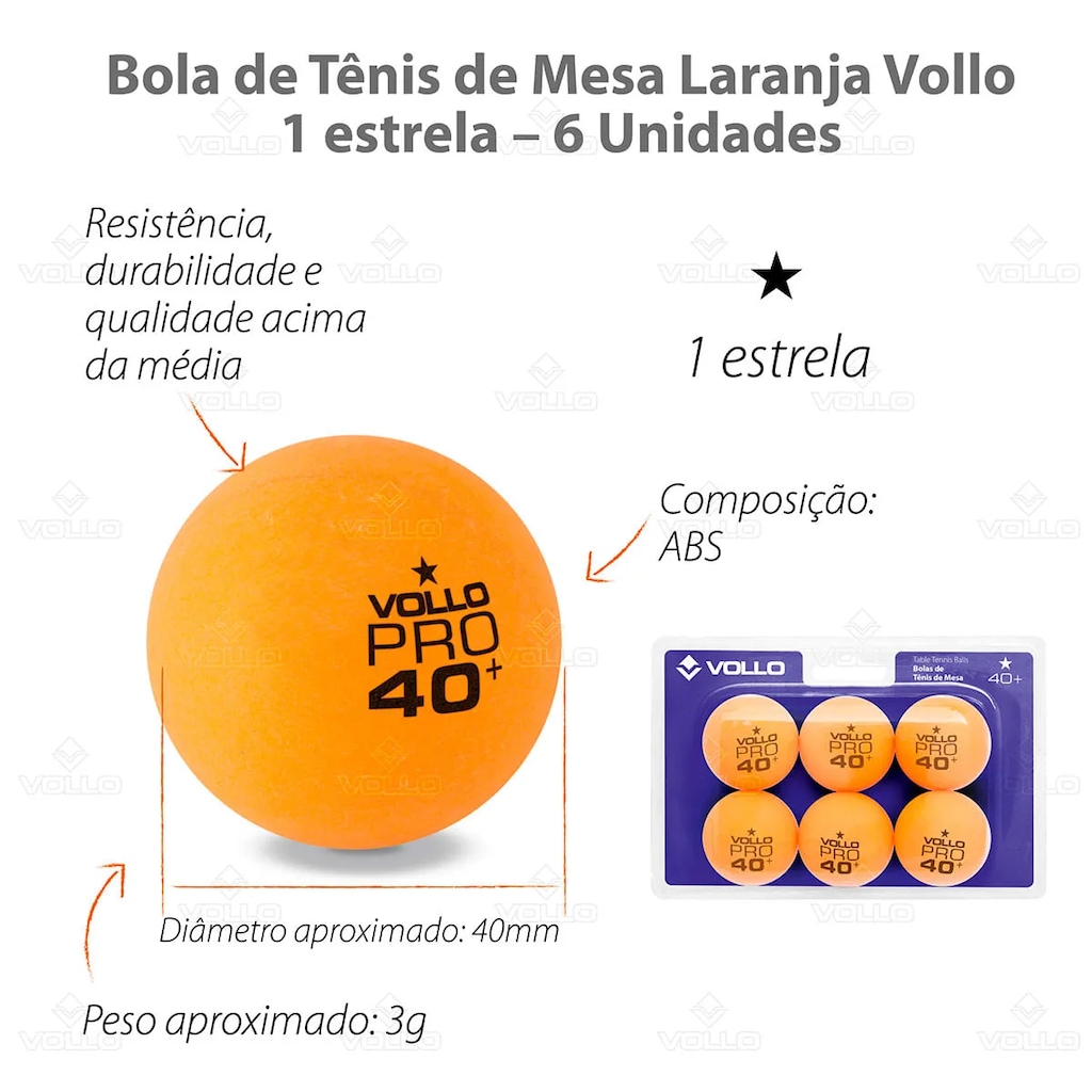 Imagem 5 do produto Bolas de Tênis de Mesa Vollo 1 Estrela com 6 Unidades
