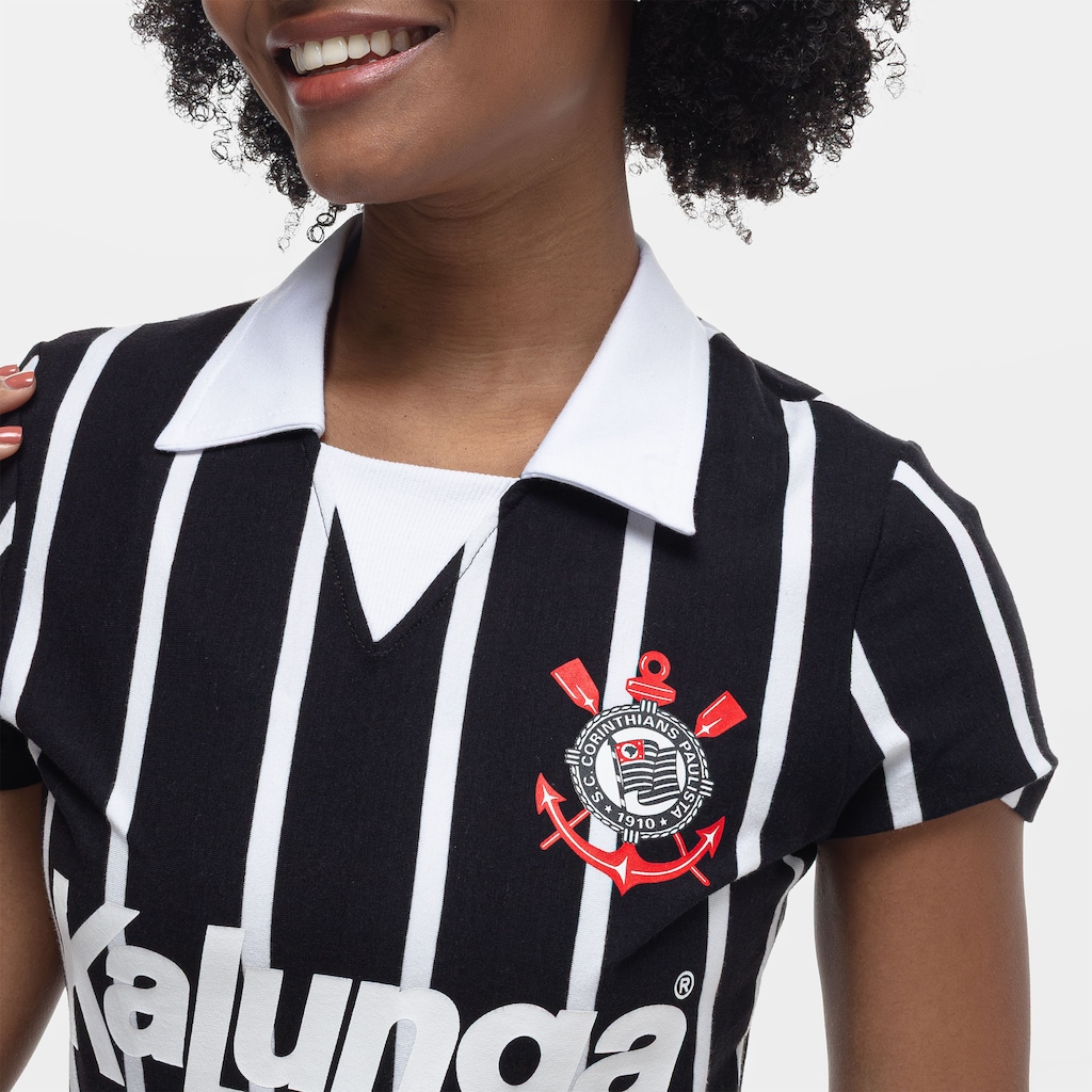 Imagem 4 do produto Camisa Polo do Corinthians Retrô Kalunga Feminina
