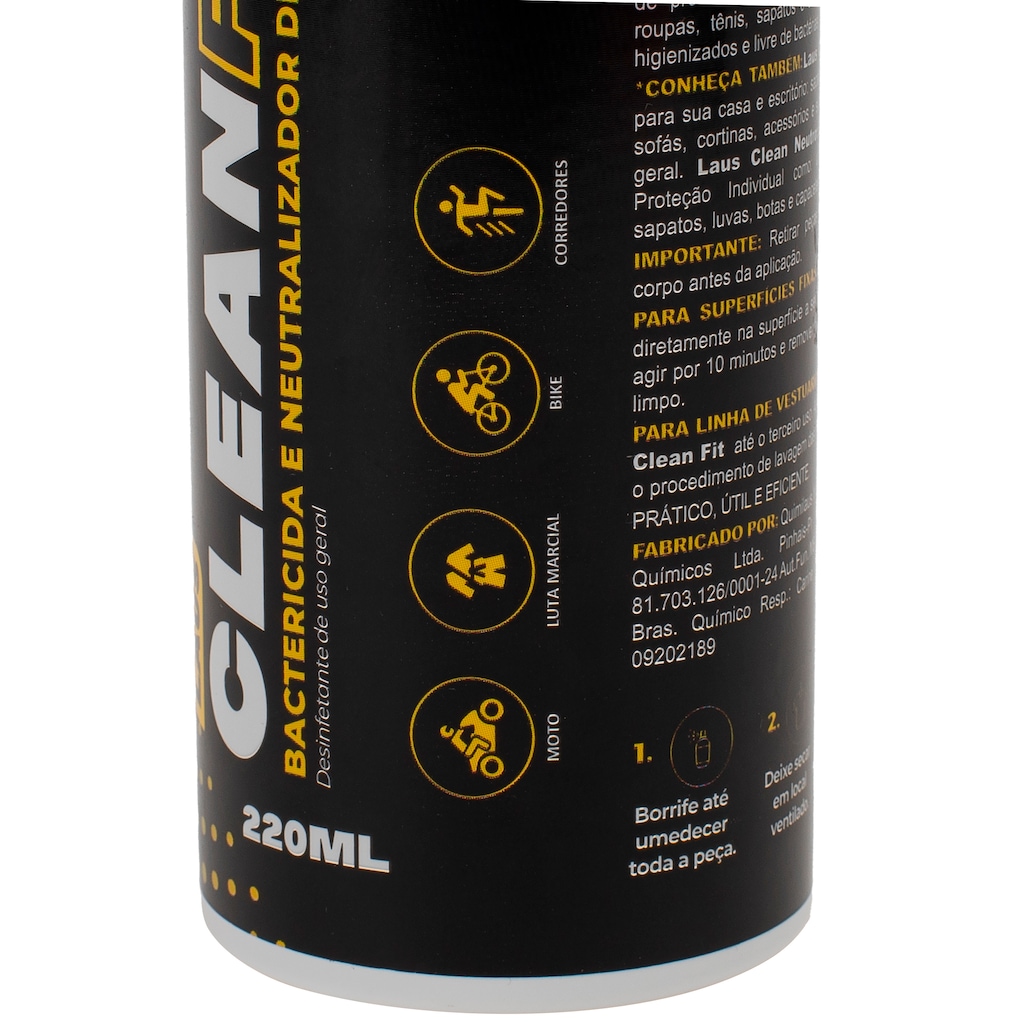 Imagem 3 do produto Higienizador Clean Fit Spray para Roupas Tênis e Acessórios Esportivos 220ml