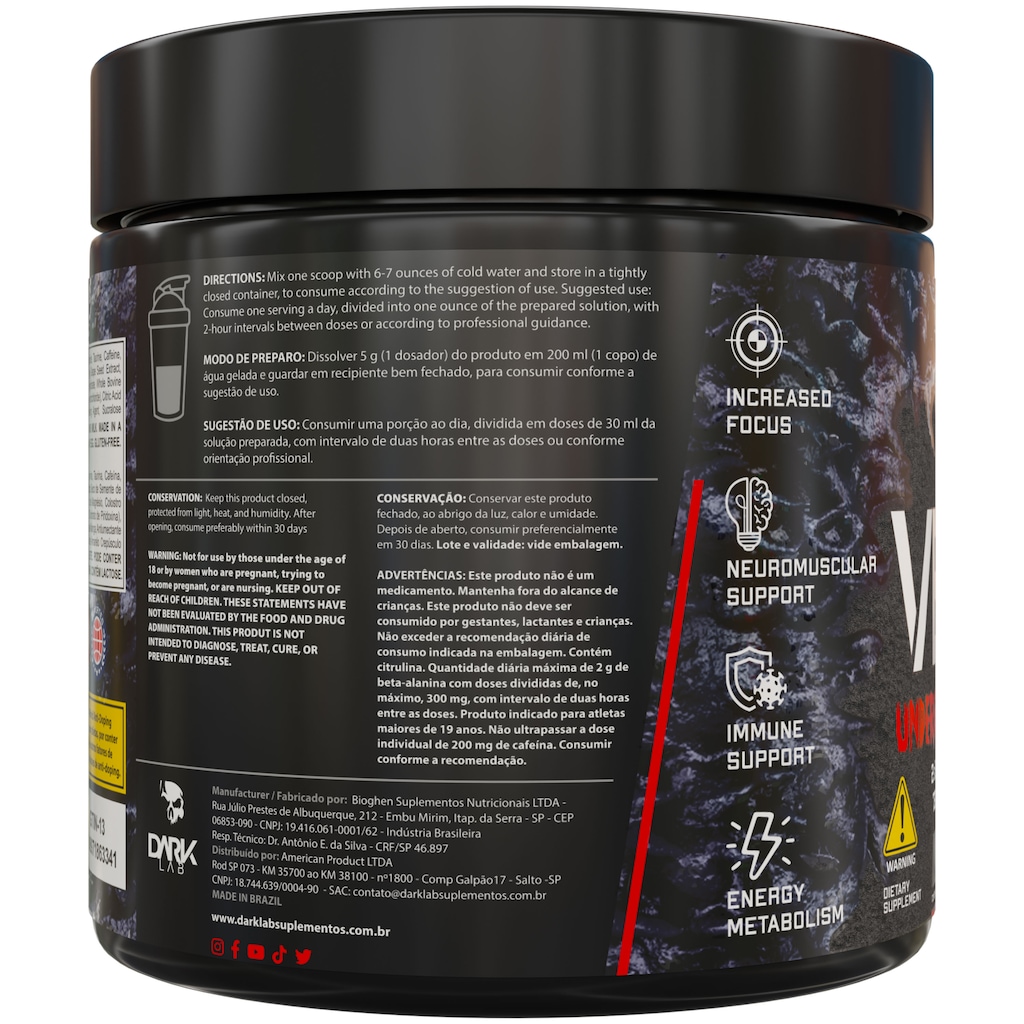Imagem 3 do produto Pré Treino Darklab Venom 300G Sabor Mango Loko
